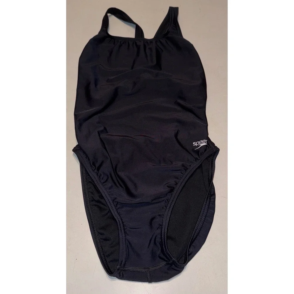 Speedo Pro LT Womens One Piece Swimsuit Black Athletic Year-Round Training 10/36